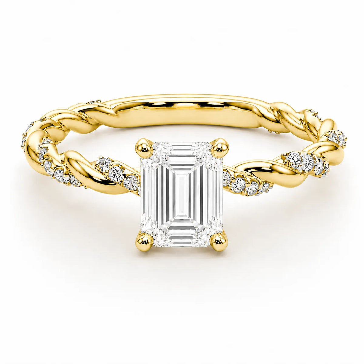 Cushion Cut Twisted Band Engagement Ring