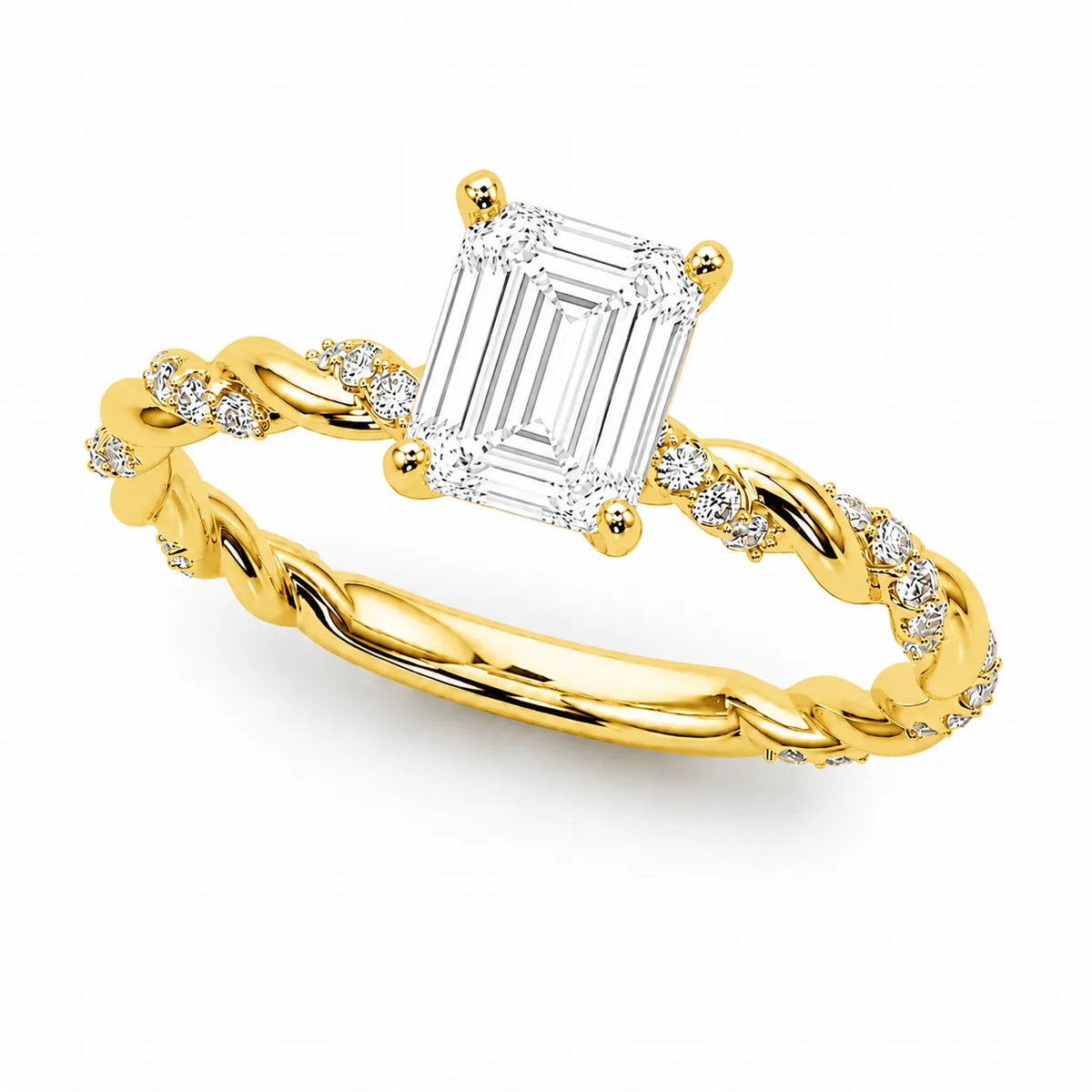 Cushion Cut Twisted Band Engagement Ring