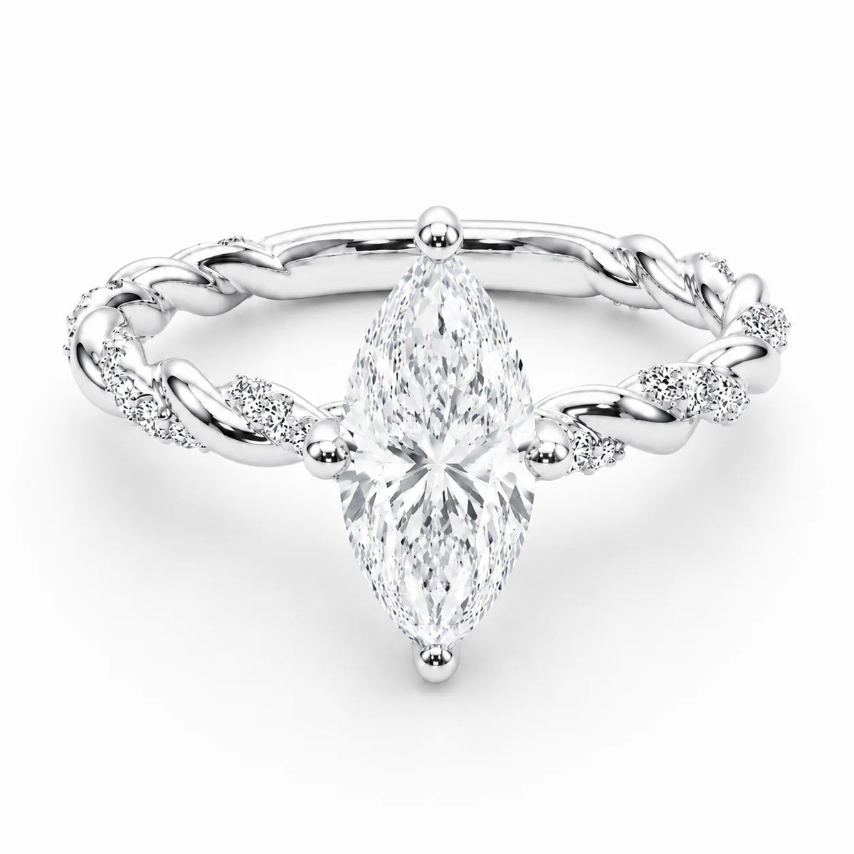 Cushion Cut Twisted Band Engagement Ring