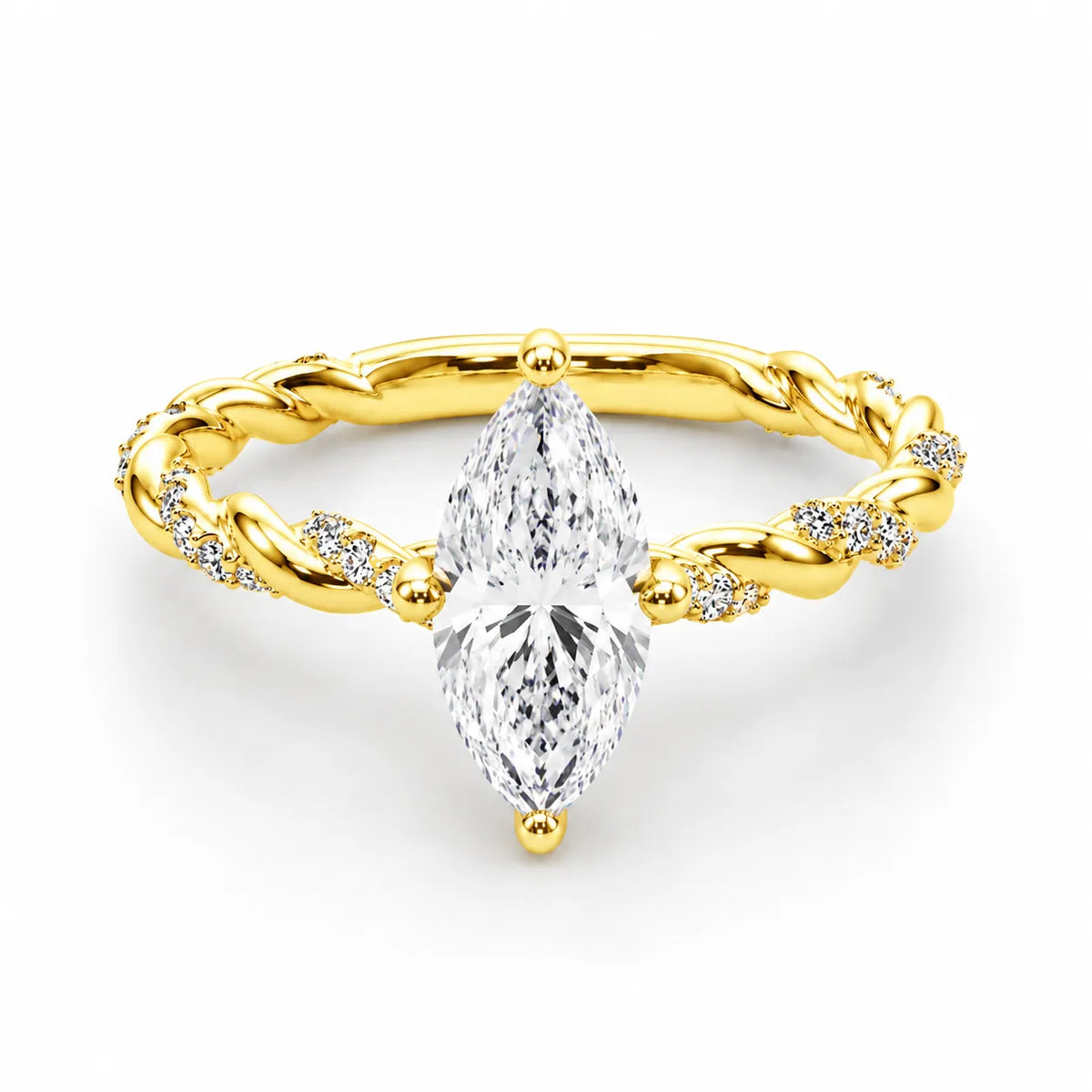 Cushion Cut Twisted Band Engagement Ring
