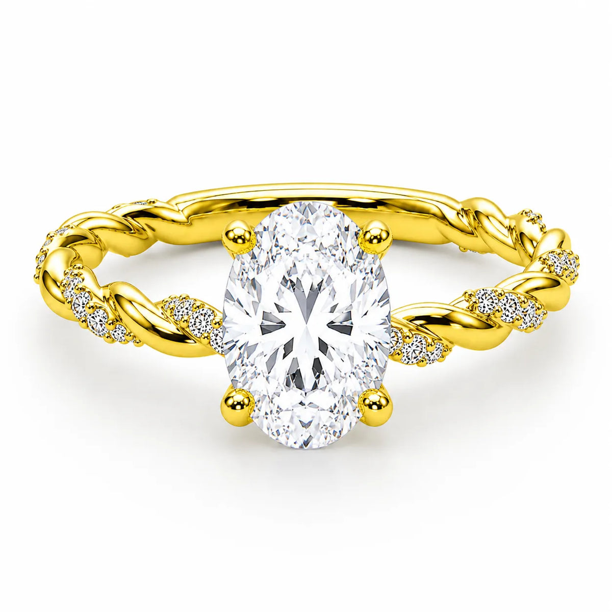 Cushion Cut Twisted Band Engagement Ring