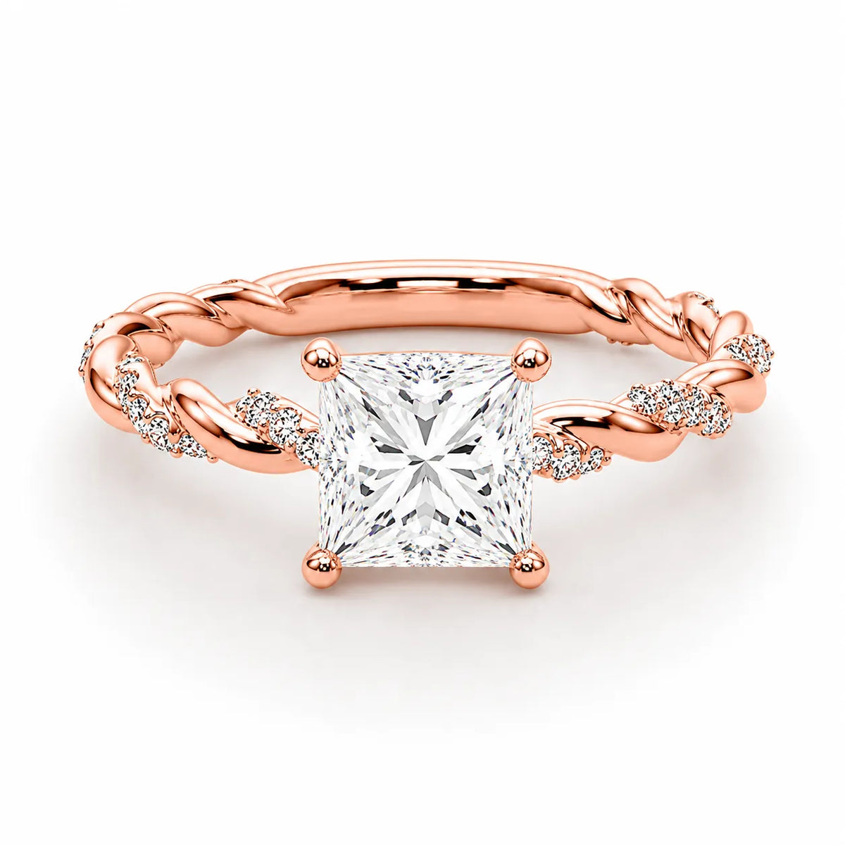 Cushion Cut Twisted Band Engagement Ring