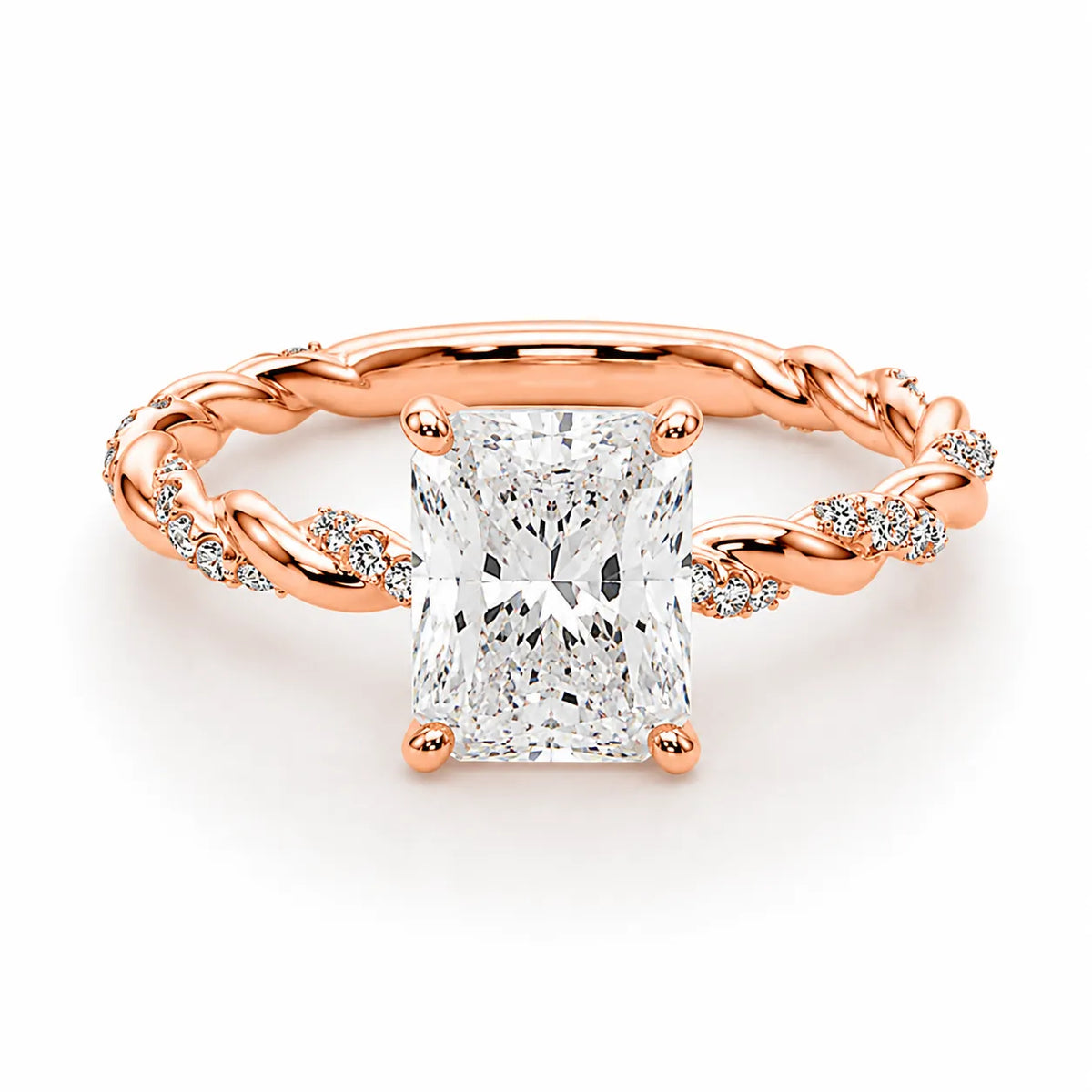 Cushion Cut Twisted Band Engagement Ring