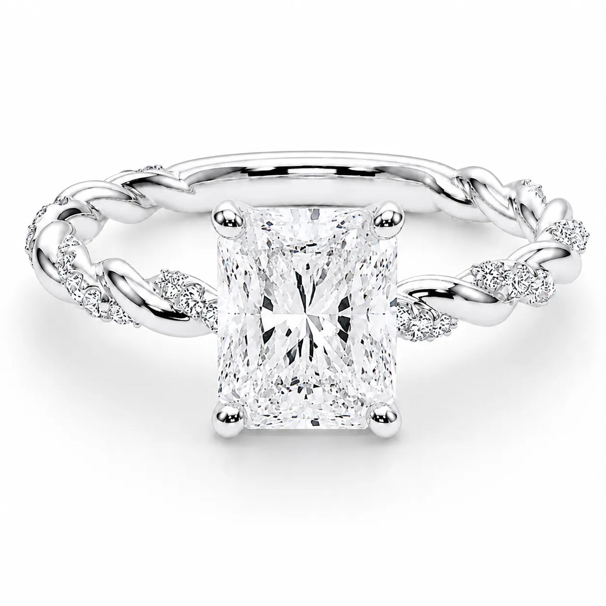 Cushion Cut Twisted Band Engagement Ring