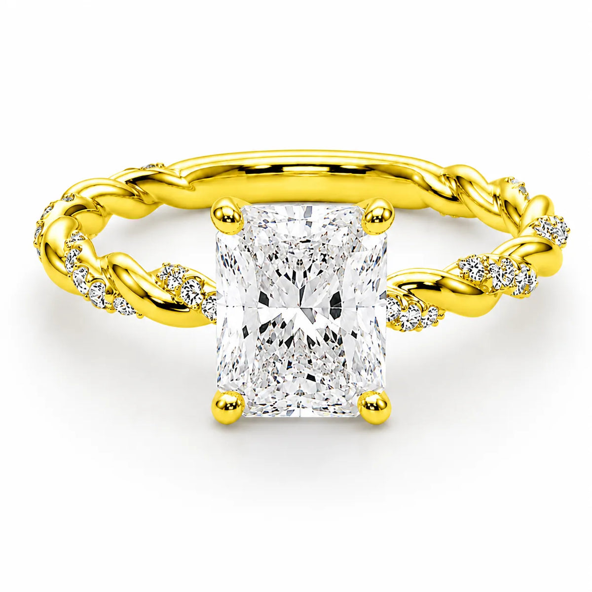 Cushion Cut Twisted Band Engagement Ring