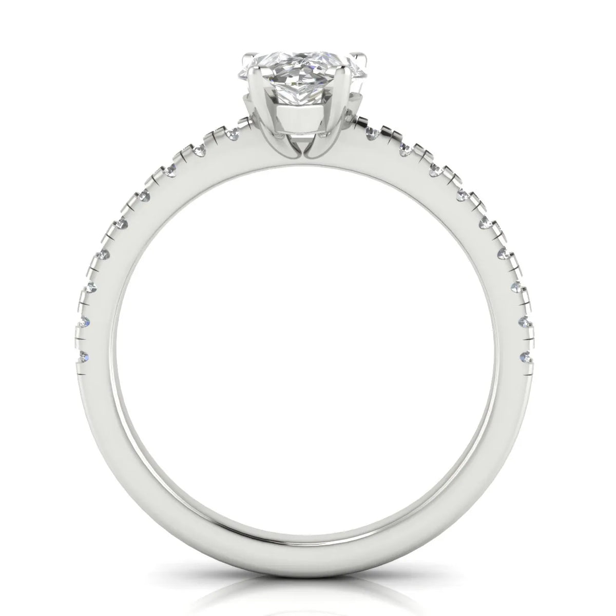Delicate Pavé Accent Solitaire Ring