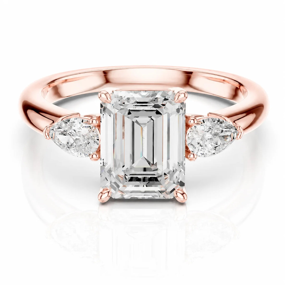Designer Asscher Diamond Ring with Pear Side Stones