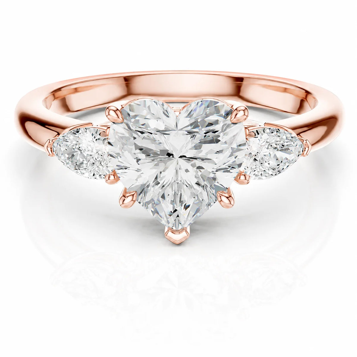 Designer Asscher Diamond Ring with Pear Side Stones