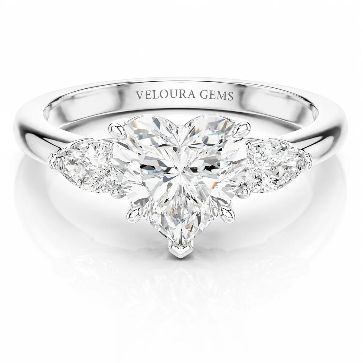 Designer Asscher Diamond Ring with Pear Side Stones