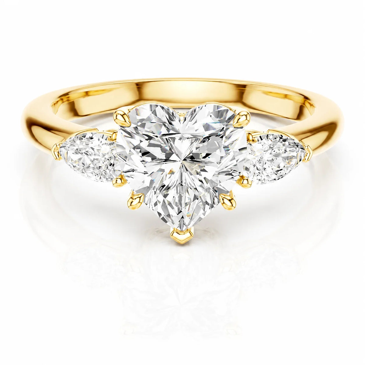 Designer Asscher Diamond Ring with Pear Side Stones
