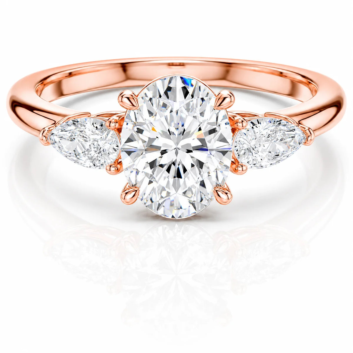 Designer Asscher Diamond Ring with Pear Side Stones