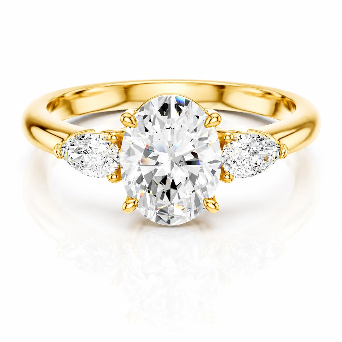 Designer Asscher Diamond Ring with Pear Side Stones