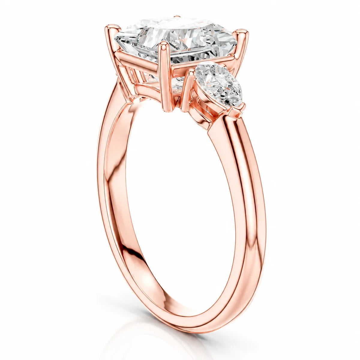 Designer Asscher Diamond Ring with Pear Side Stones