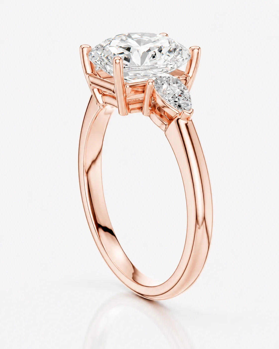Designer Asscher Diamond Ring with Pear Side Stones