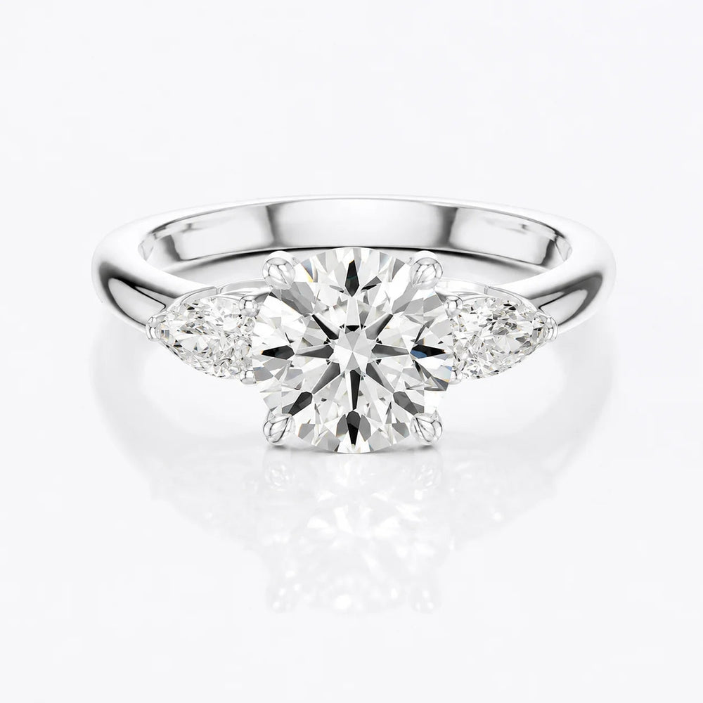 Designer Asscher Diamond Ring with Side Stones – Round (925 Sterling Silver)
