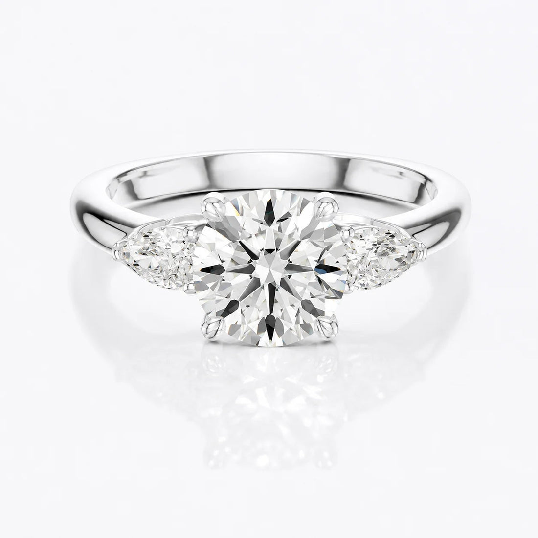 Designer Asscher Diamond Ring with Side Stones – Round (925 Sterling Silver)