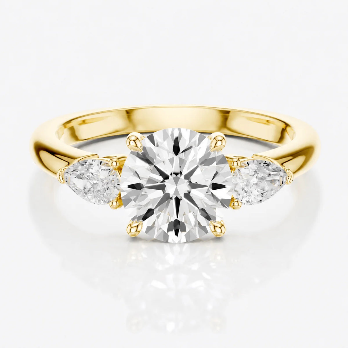 Designer Asscher Diamond Ring with Pear Side Stones