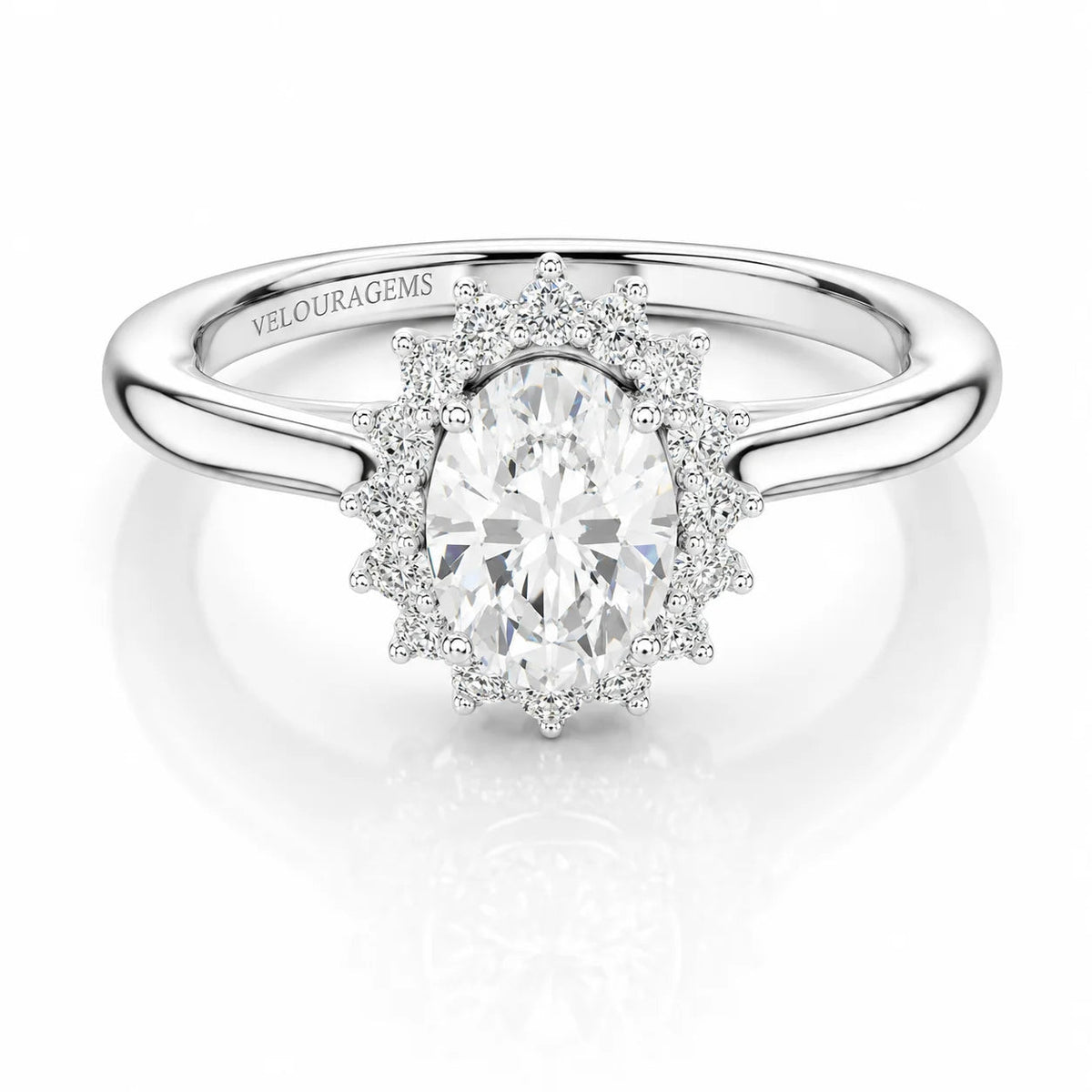 Divine Sparkle Halo Setting Wedding Ring – Oval (925 Sterling Silver)