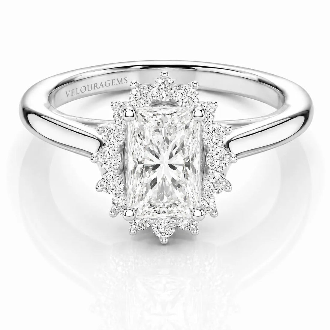 Divine Sparkle Halo Setting Wedding Ring – Round (925 Sterling Silver)