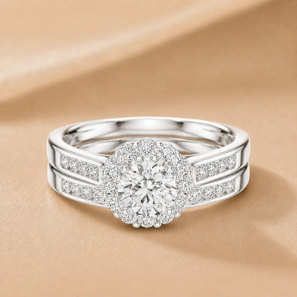 Divine Harmony Ring with Side Ring – Round (925 Sterling Silver)
