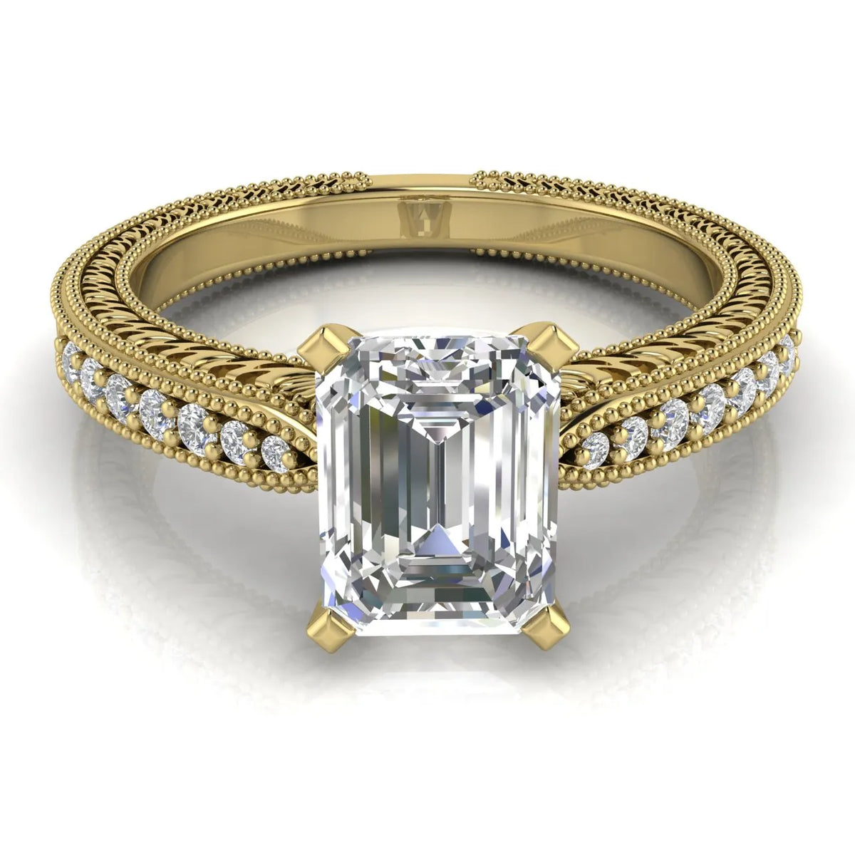 Vintage-Inspired Solitaire Ring with Accent Stones