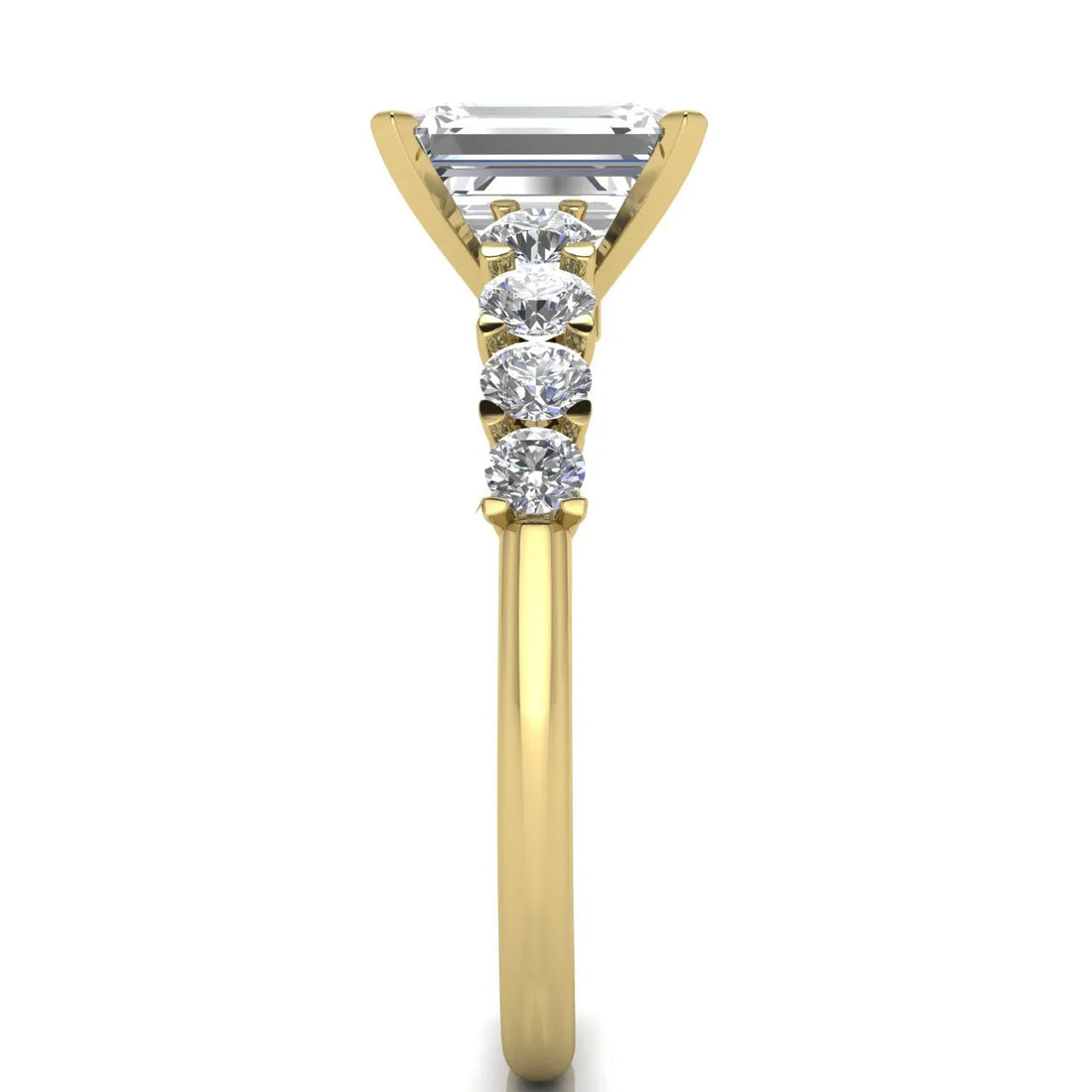 Elegant Solitaire Ring with Accent Stones – Round (925 Sterling Silver)