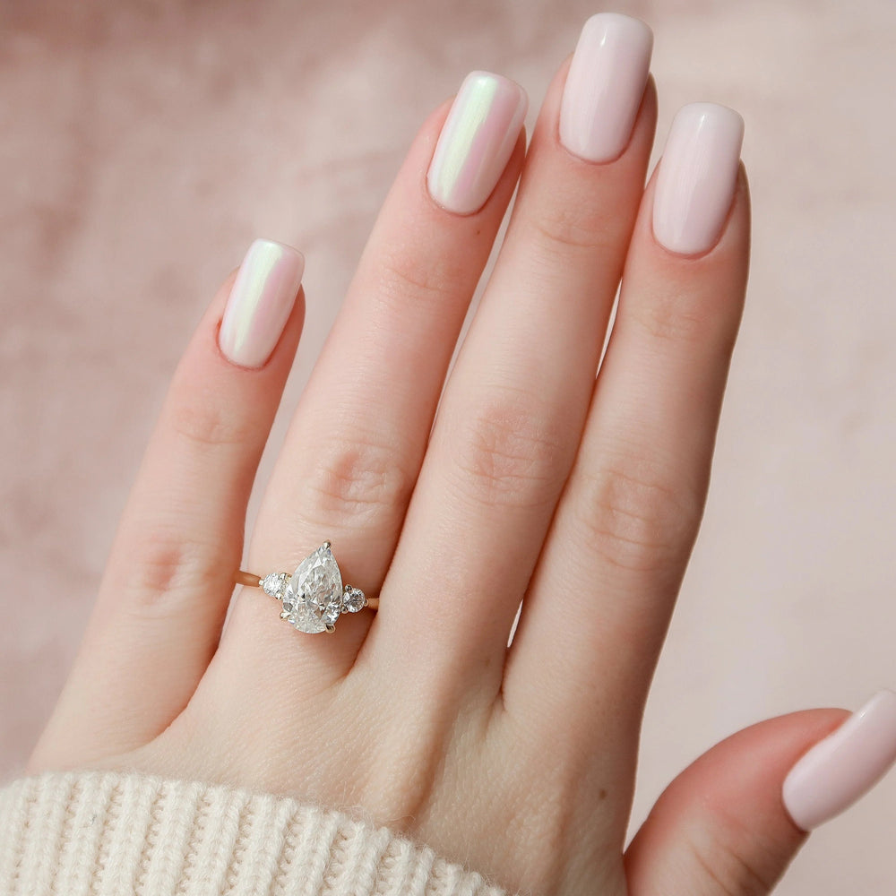 Elongated Pear Cut Labgrown Engagement Ring