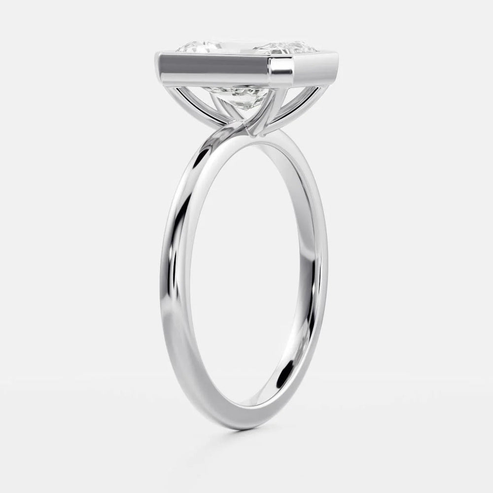 Bezel Set Emerald Cut Labgrown Engagement Ring