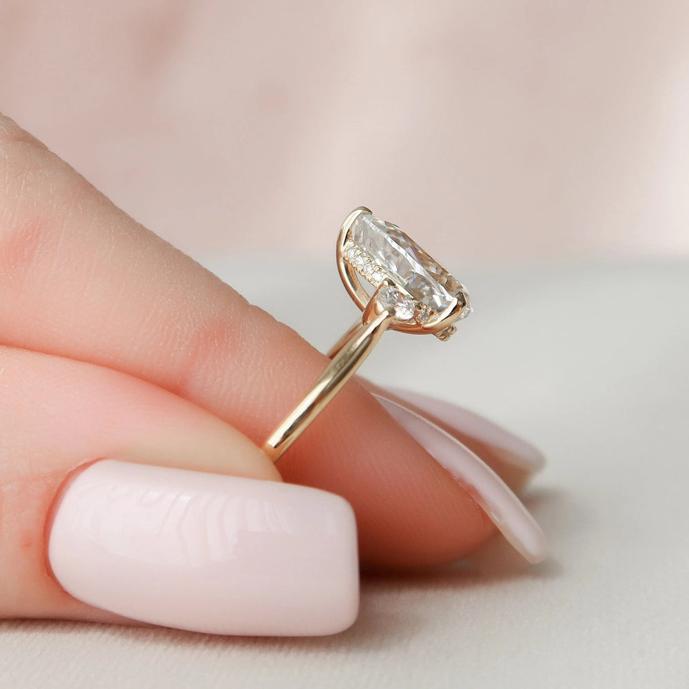 Elongated Pear Cut Labgrown Engagement Ring