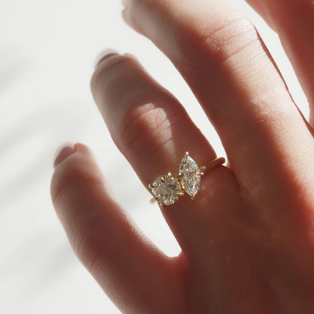 Toi Et Moi Round & Marquise Cut Labgrown Engagement Ring