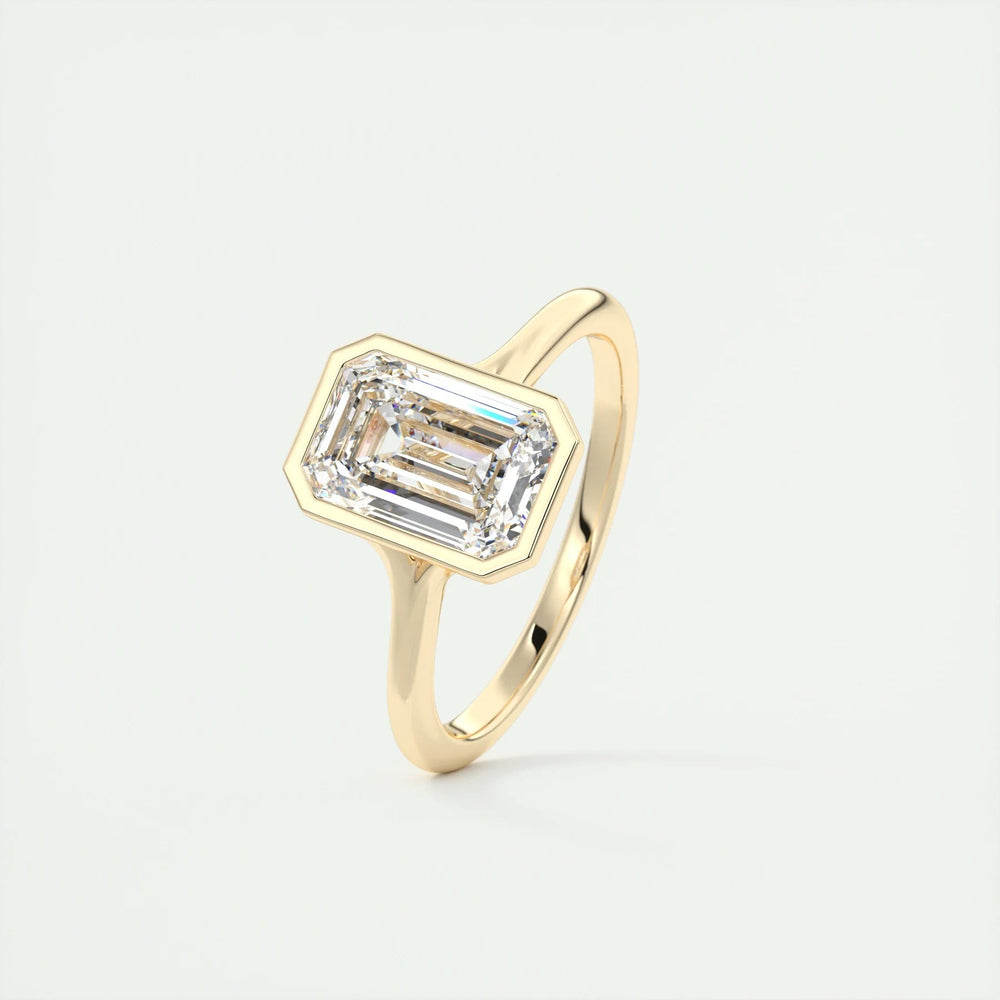 Bezel Set Emerald Cut Labgrown Engagement Ring