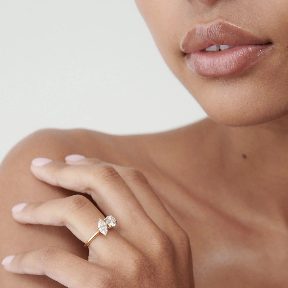 Toi Et Moi Round & Marquise Cut Labgrown Engagement Ring