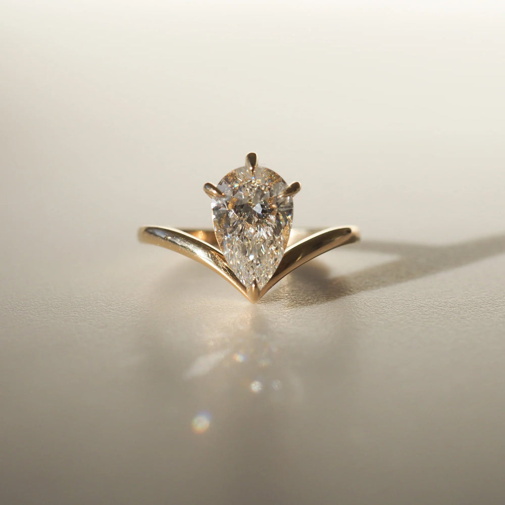 Elongated Pear Cut Labgrown Engagement Ring