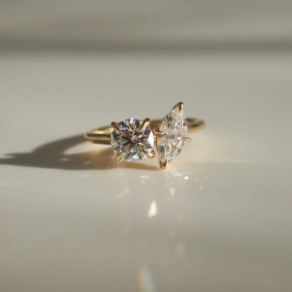 Toi Et Moi Round & Marquise Cut Labgrown Engagement Ring