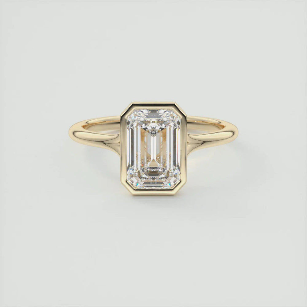 Bezel Set Emerald Cut Labgrown Engagement Ring