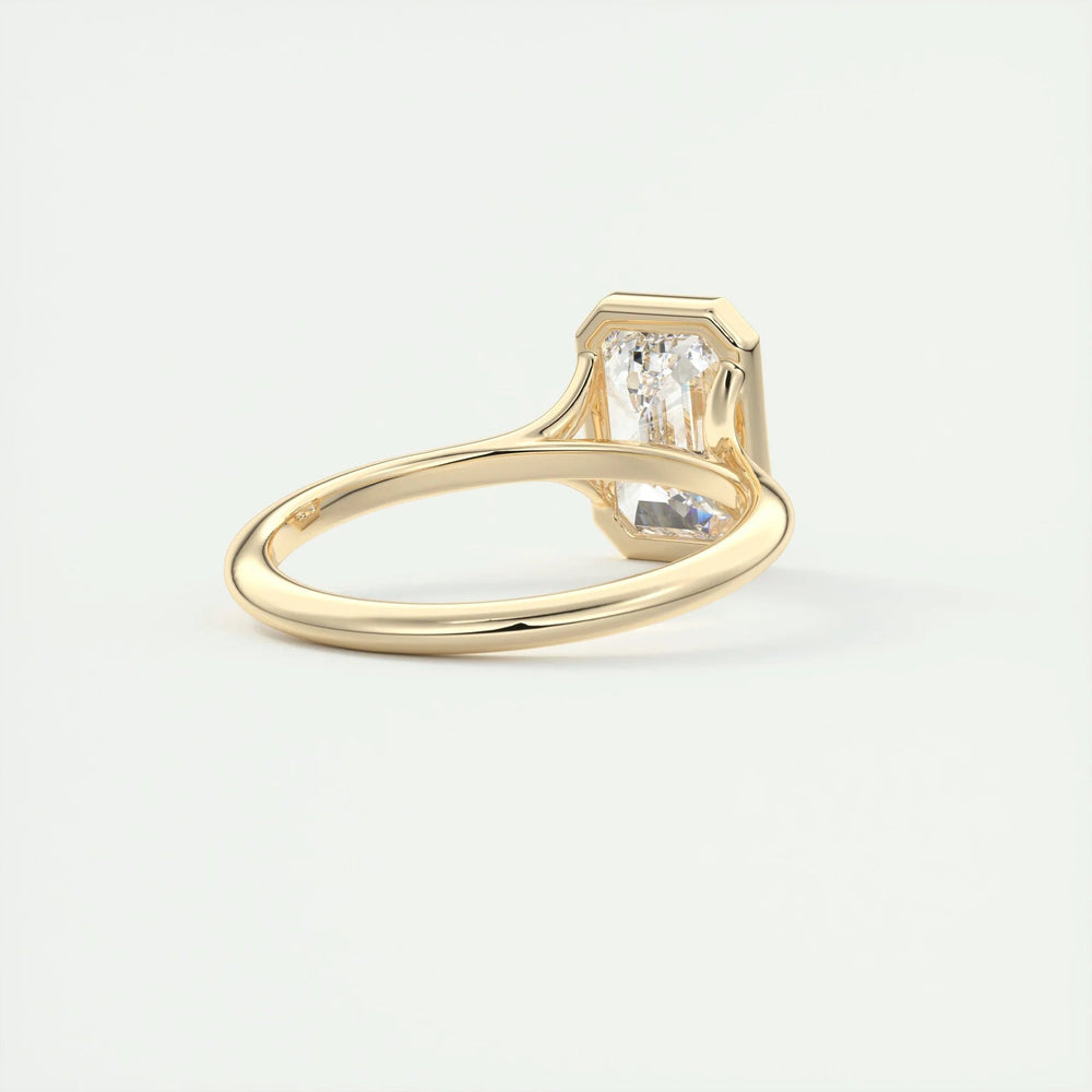 Bezel Set Emerald Cut Labgrown Engagement Ring