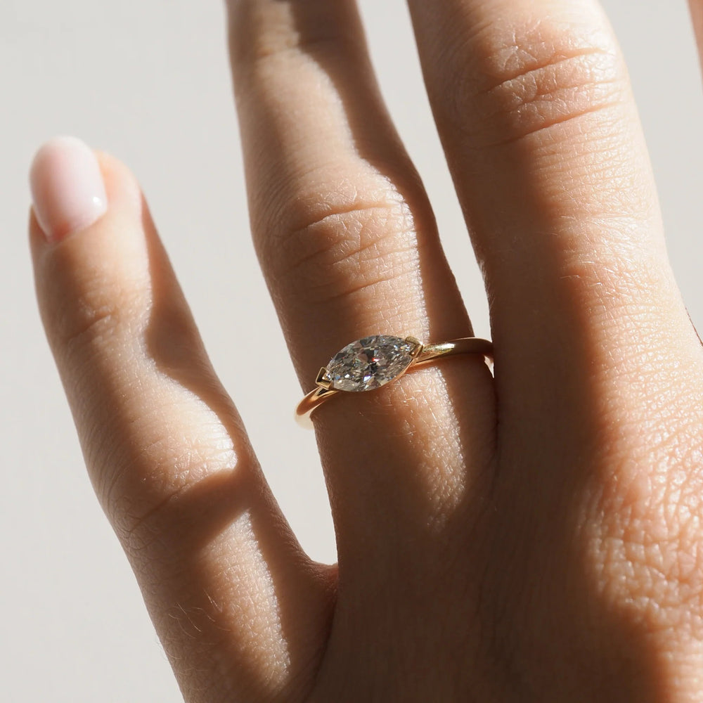 Bezel Set Marquise Cut Labgrown Engagement Ring