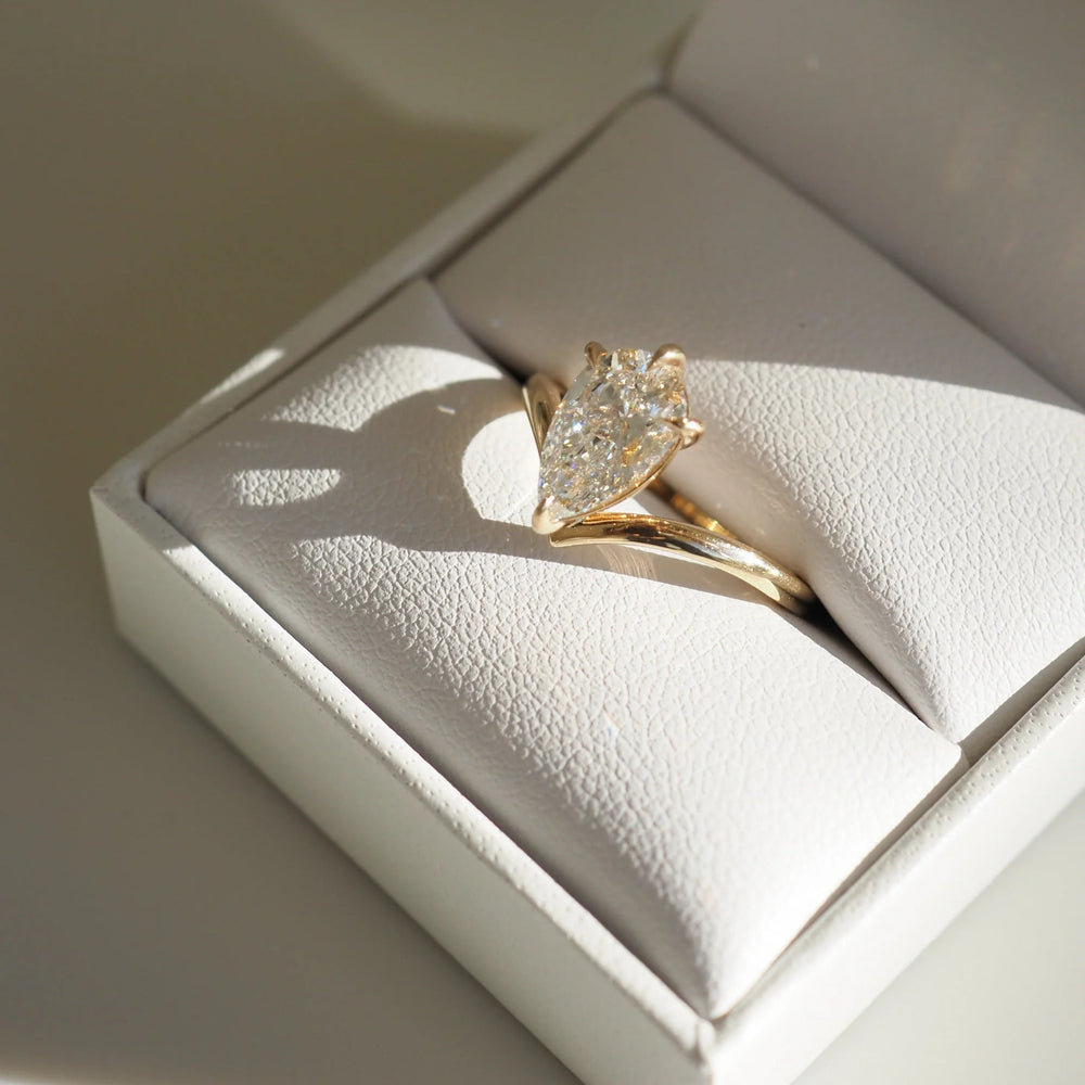 Elongated Pear Cut Labgrown Engagement Ring