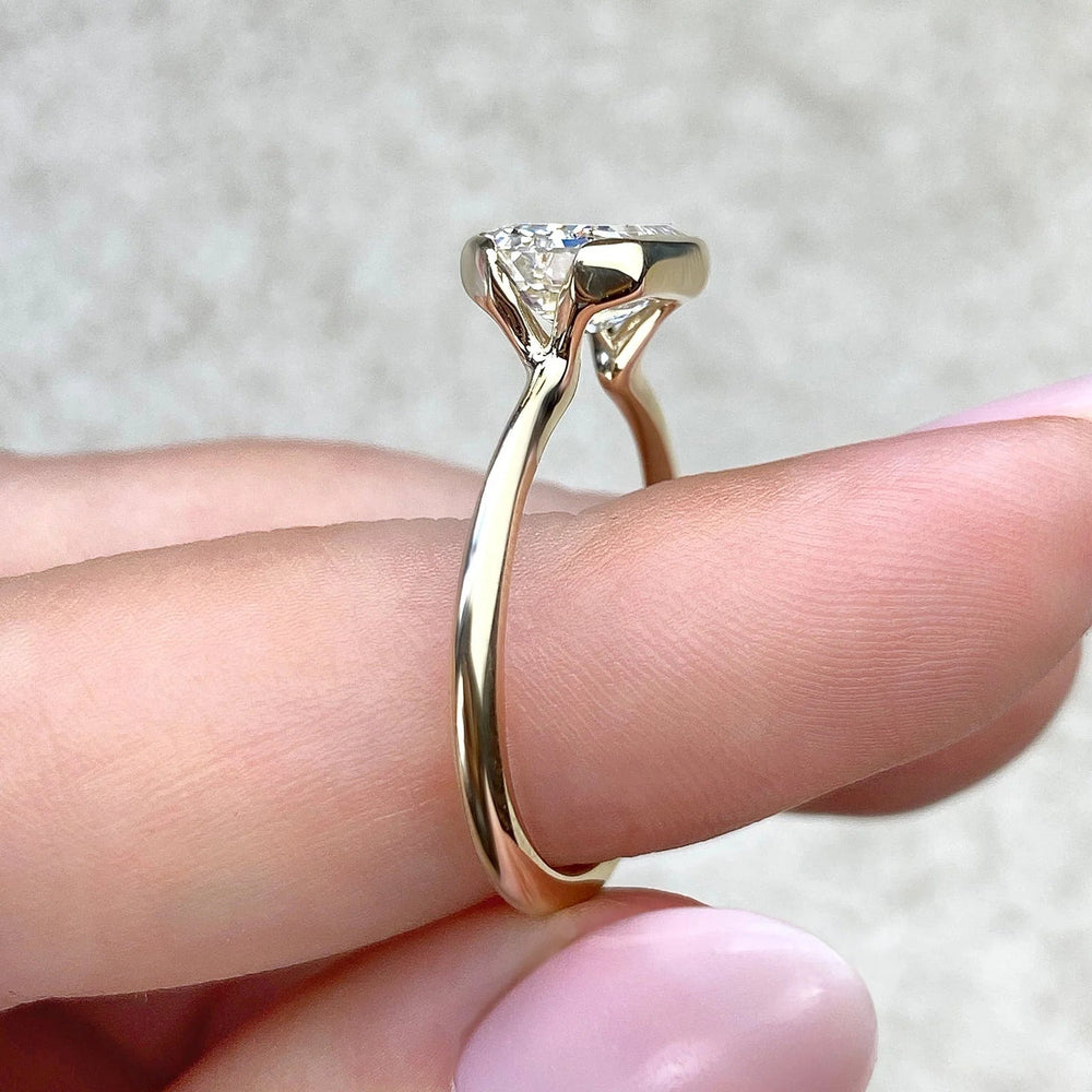 Bezel Set Emerald Cut Labgrown Engagement Ring