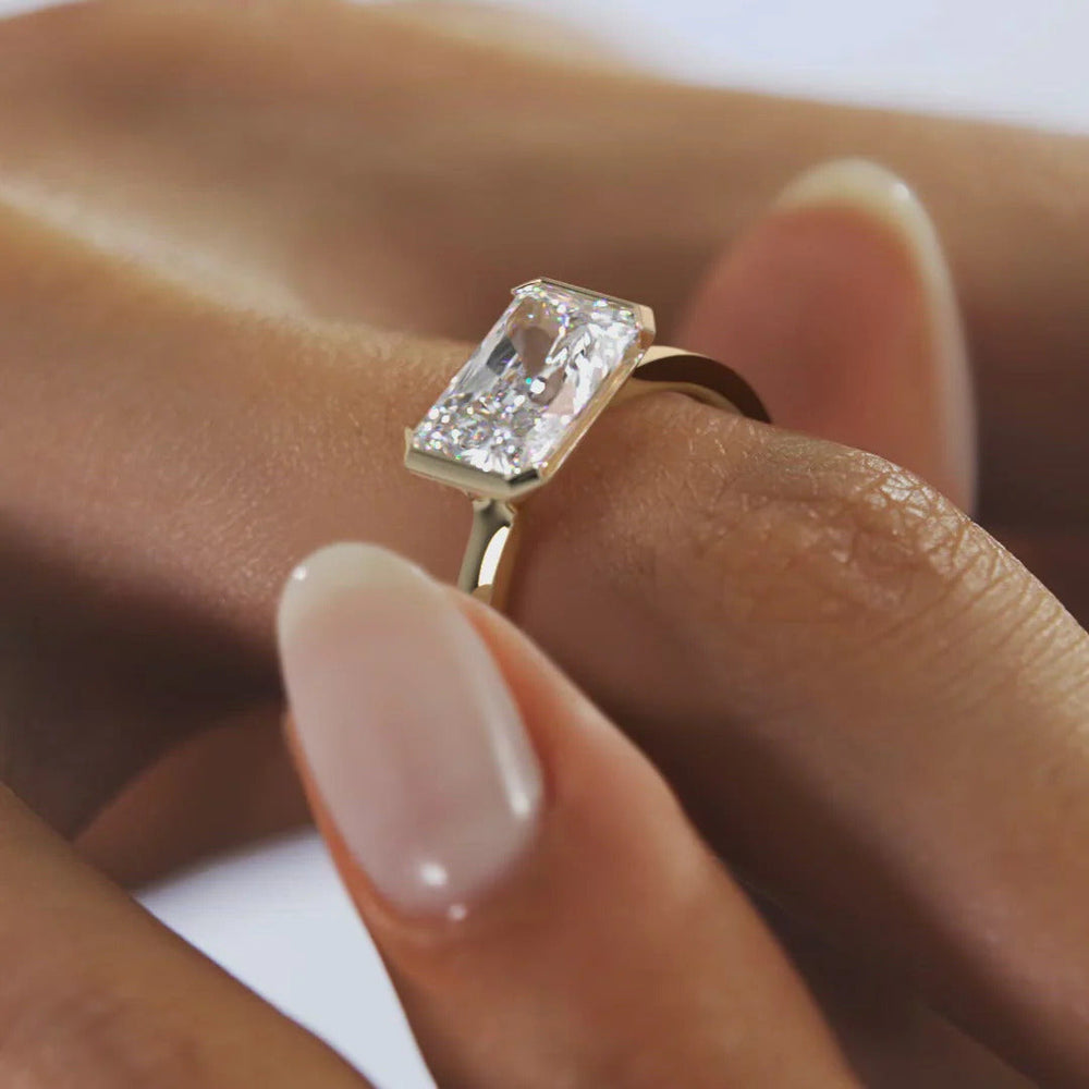 Bezel Set Radiant Cut Labgrown Engagement Ring