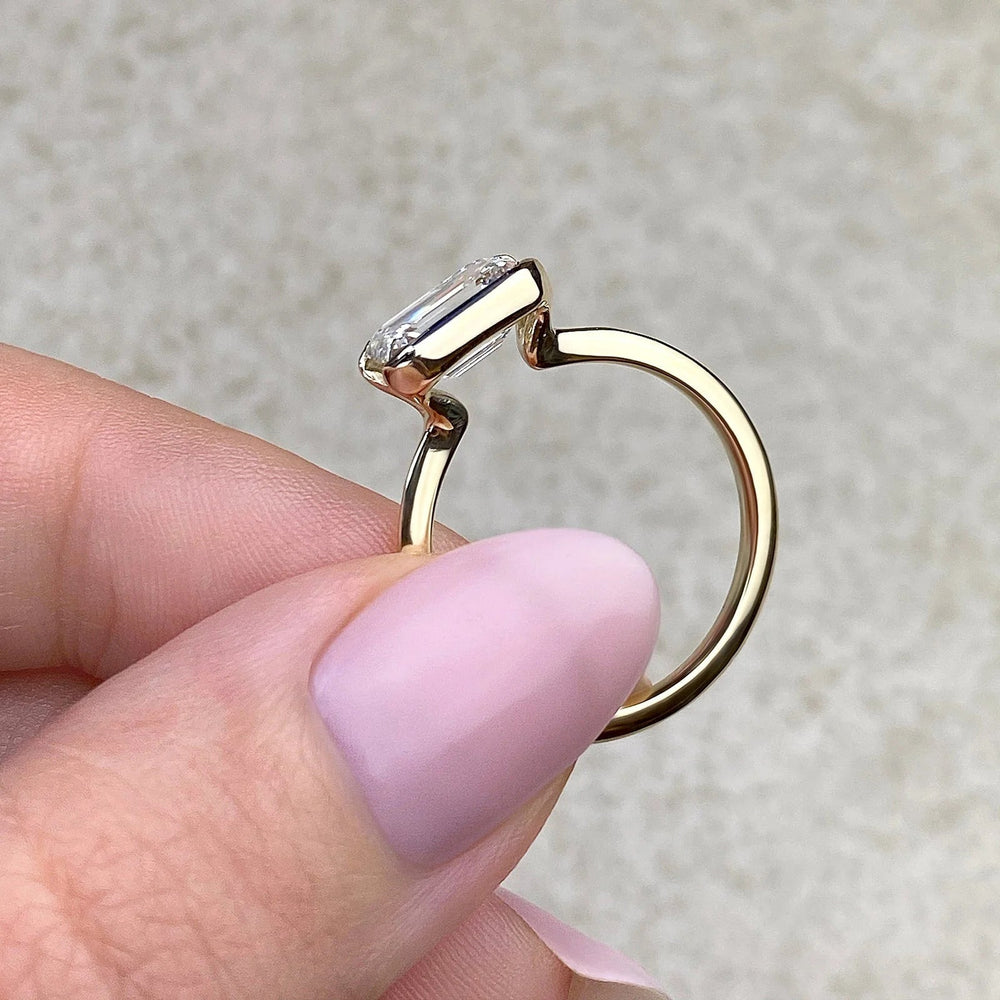 Bezel Set Emerald Cut Labgrown Engagement Ring