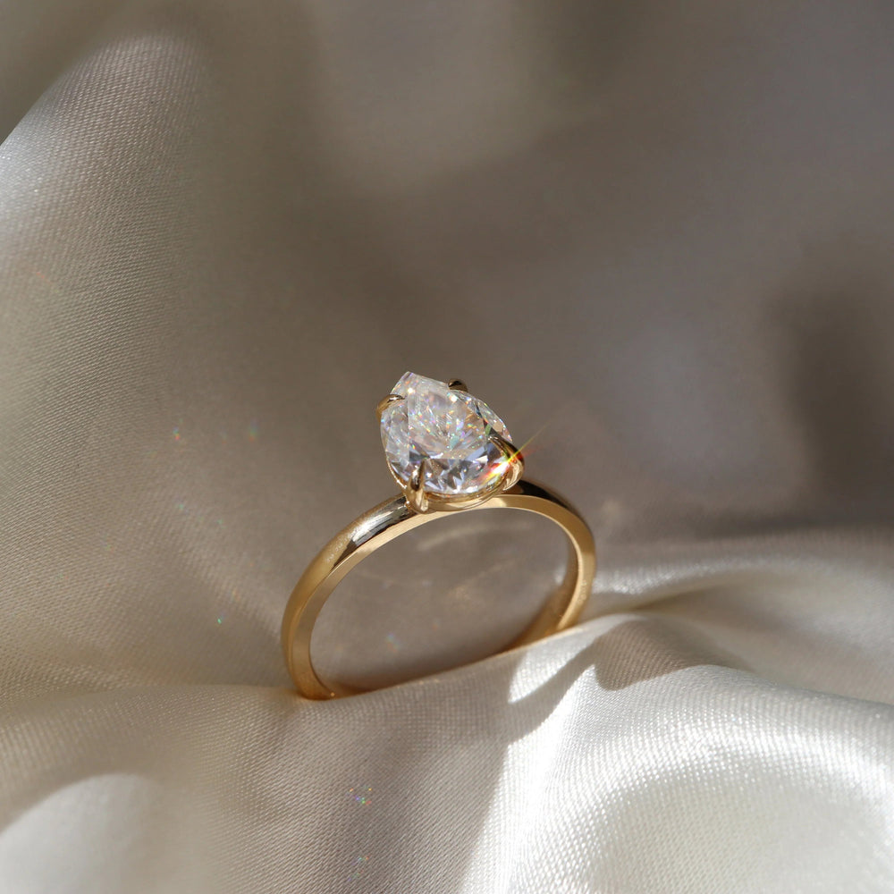 Elongated Pear Cut Labgrown Engagement Ring