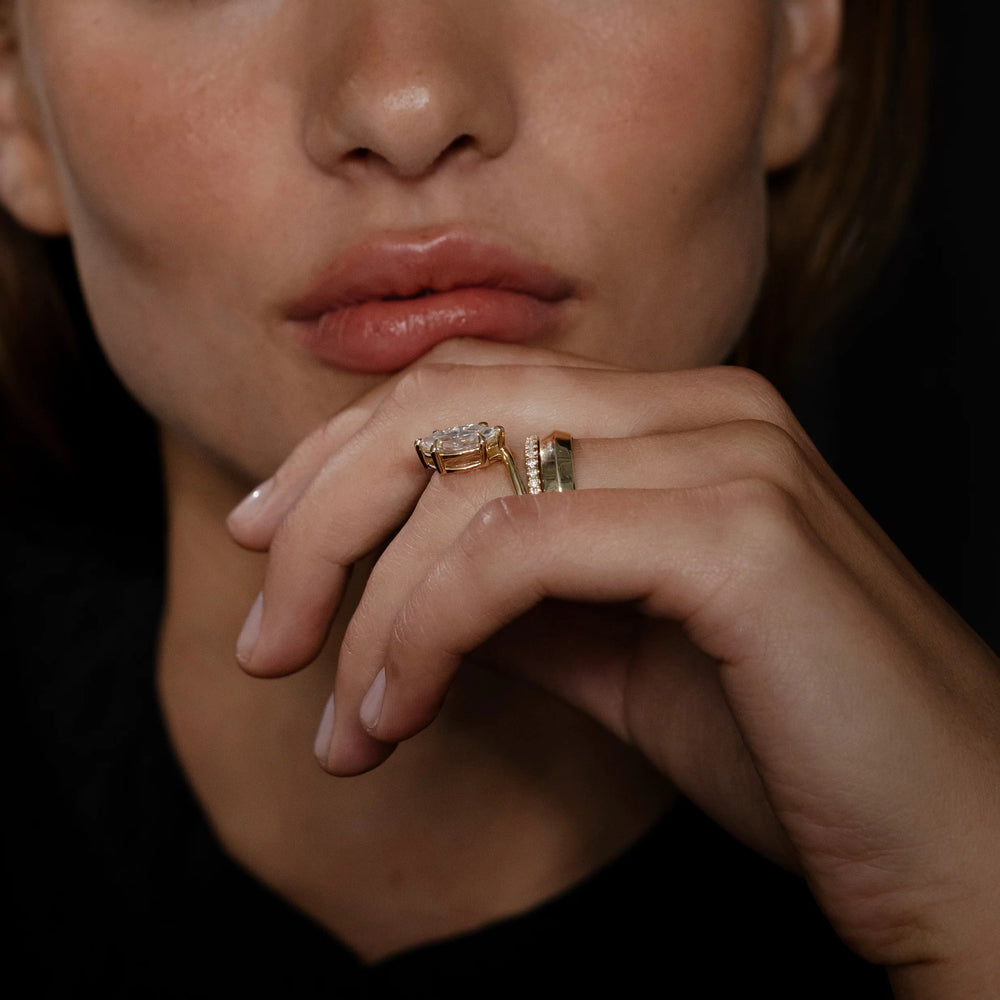 Double Band Marquise Cut Labgrown Engagement Ring