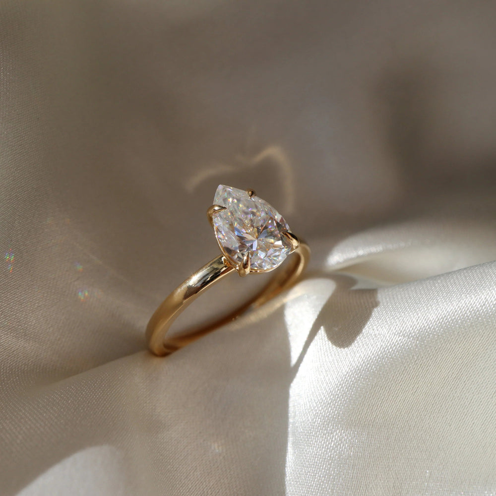 Elongated Pear Cut Labgrown Engagement Ring