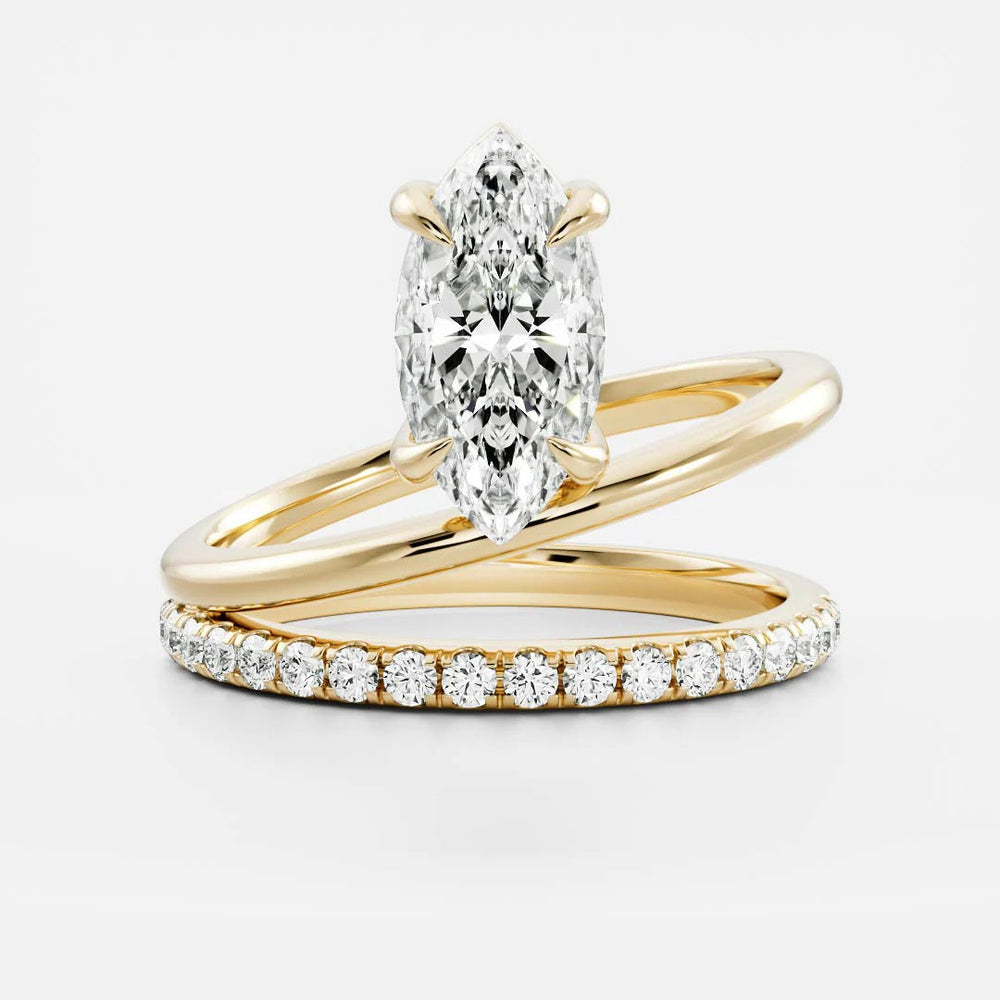 Double Band Marquise Cut Labgrown Engagement Ring
