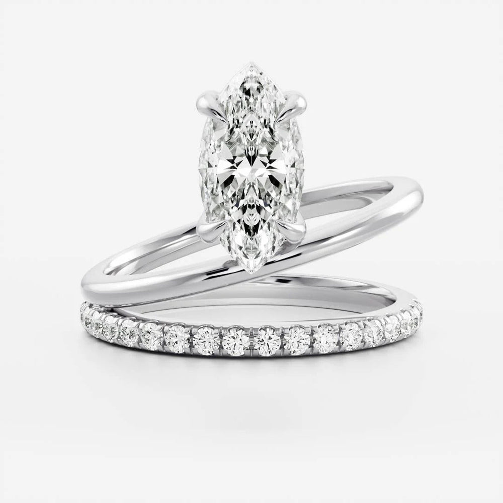Double Band Marquise Cut Labgrown Engagement Ring