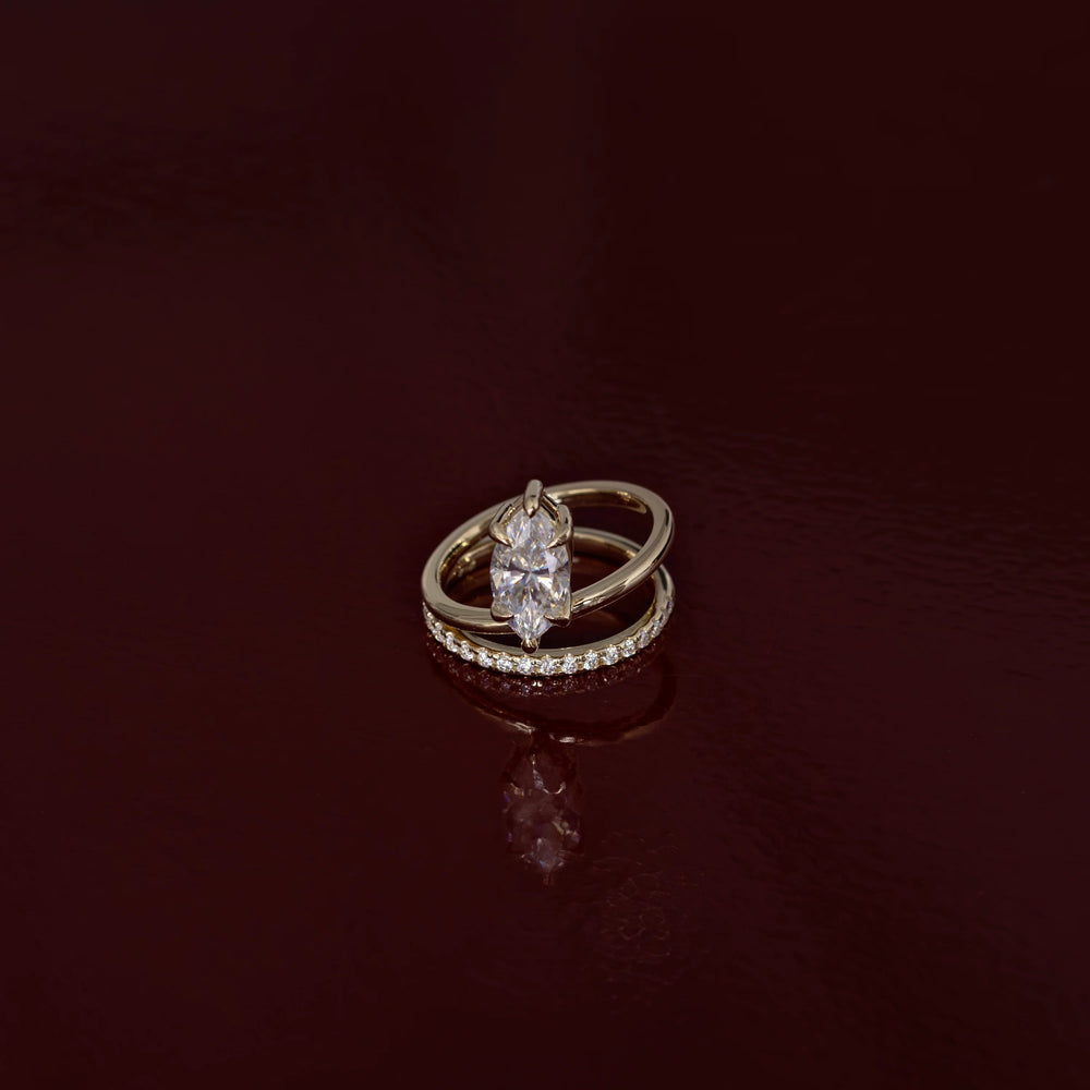 Double Band Marquise Cut Labgrown Engagement Ring