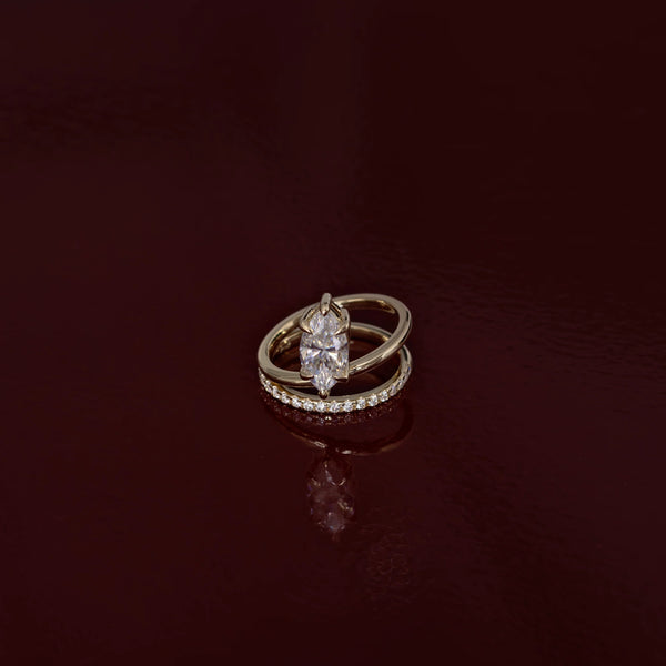 Double Band Marquise Cut Labgrown Engagement Ring