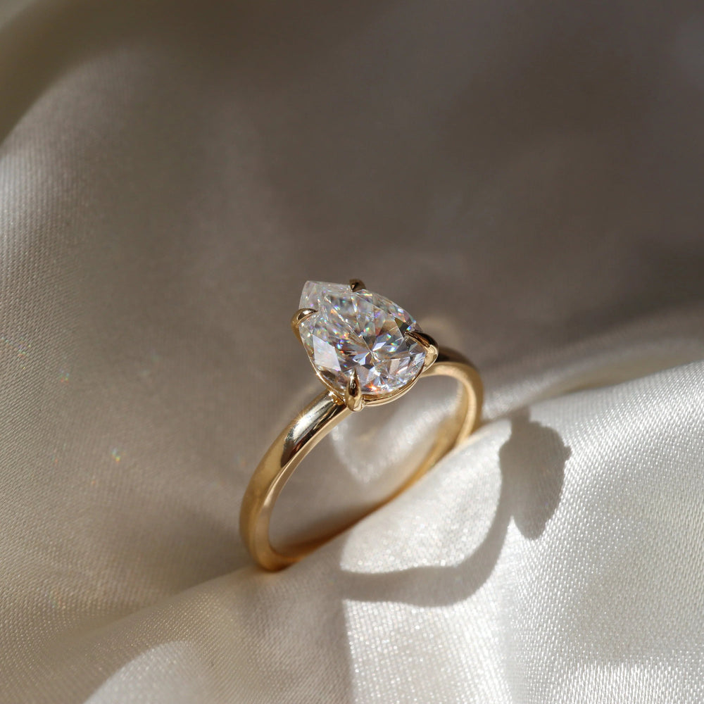 Elongated Pear Cut Labgrown Engagement Ring