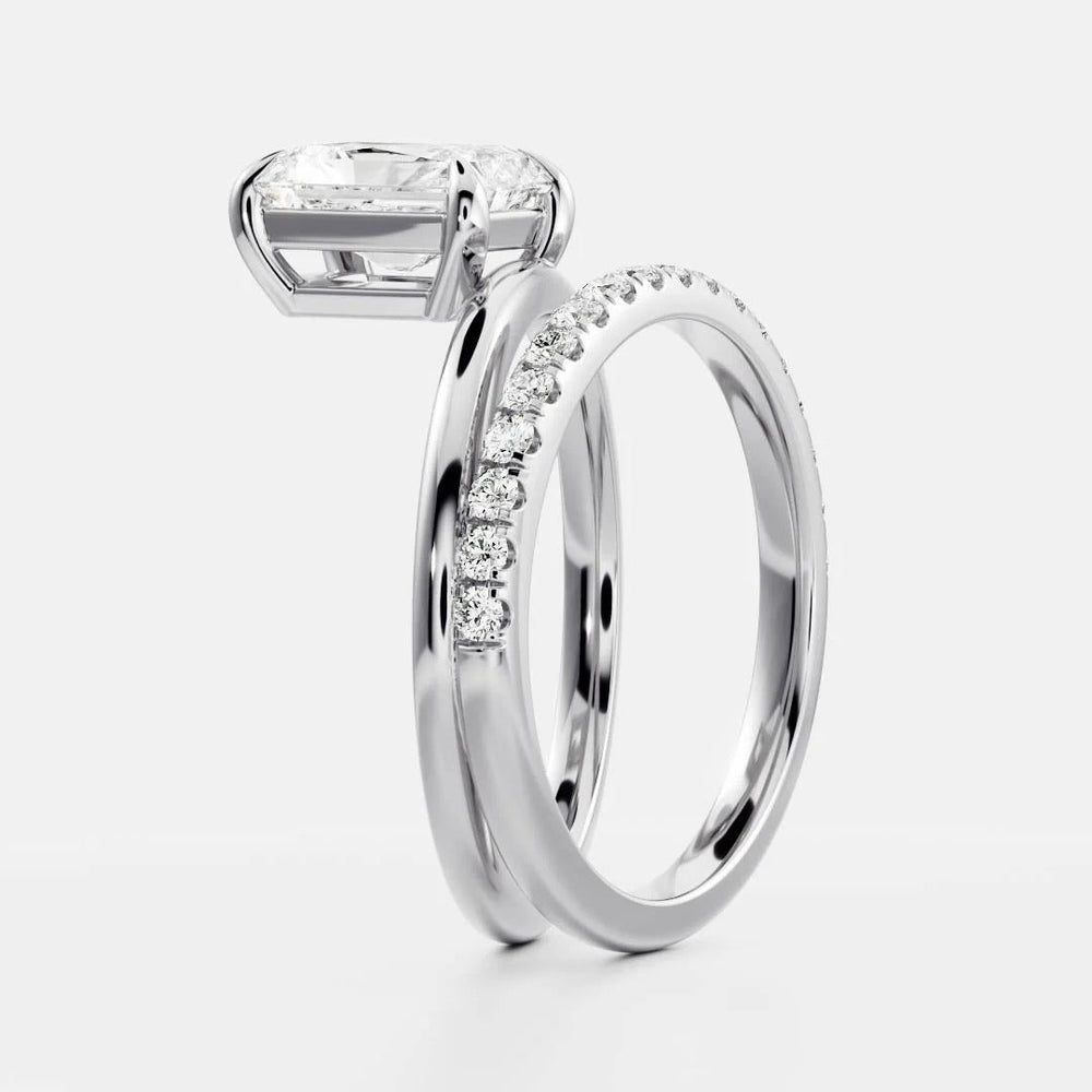 Double Band Radiant Cut Labgrown Engagement Ring